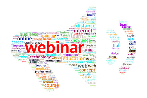 Word Cloud with the word Webinar in the middle